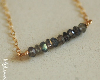Labradorite necklace, gold labradorite, Labradorite bar necklace, layering necklace, delicate gold necklace, minimal necklace, simple gold