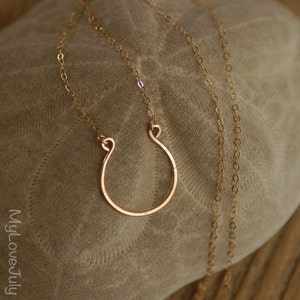 Tiny Horseshoe Necklace, Good Luck Necklace, Delicate Chain in 14k Gold Fill or Sterling Silver, Dainty Horseshoe Necklace Layered