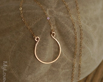 Tiny Horseshoe Necklace, Good Luck Necklace, Delicate Chain in 14k Gold Fill or Sterling Silver, Dainty Horseshoe Necklace Layered