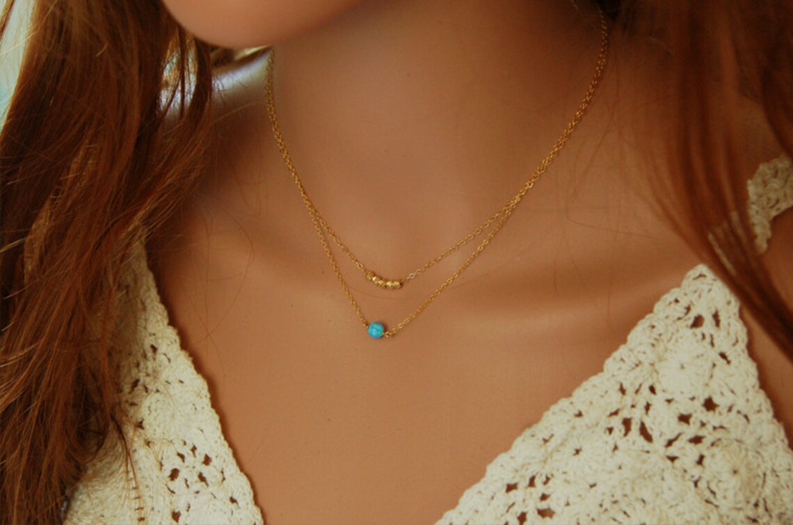 Tiny Necklace Gold, Dainty Gold Necklace, Gold Opal Necklace, Dainty