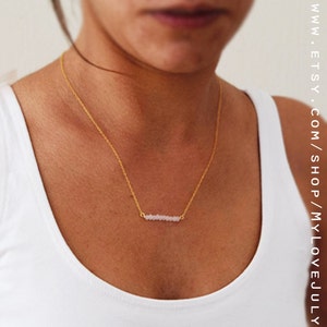 Rose Quartz Necklace, Minimalist Necklace, bar necklace, Pink Gemstone Necklace, Small Rose Quartz Pendant, Layering Dainty Necklace