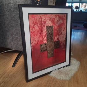 Hellraiser Deconstructed Puzzle Box Inverted Cross Mounted on Original Art in Frame. zdjęcie 3