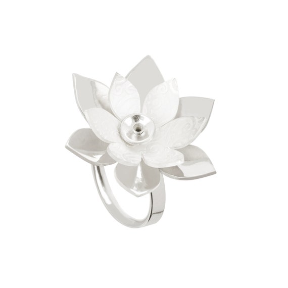Spinning Flower Ring // Silver Etched Ring Floral Jewellery Etsy