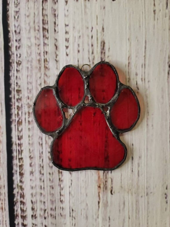 Stained Glass Dog Paw Print - Etsy