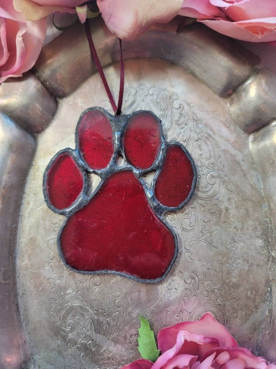 Stained Glass Dog Paw Print - Etsy