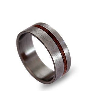 Handcrafted Brushed Titanium Ring with Organic Rose Root Detail