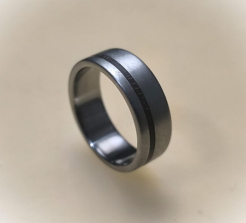 Titanium Engagement Ring with Rose Wood, Brushed Finish, Hypoallergenic Band image 5