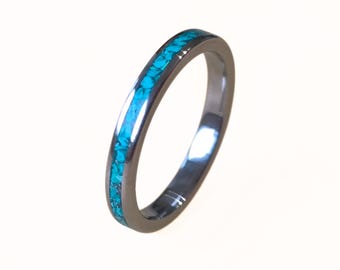 Handcrafted Stainless Steel Ring with Turquoise Inlay
