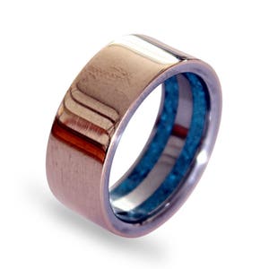 Titanium Wedding Band with Turquoise Inlays and Bronze, Bronze Ring, Mens Engagement Ring, Womens Ring, Mens Ring, Turquoise Ring