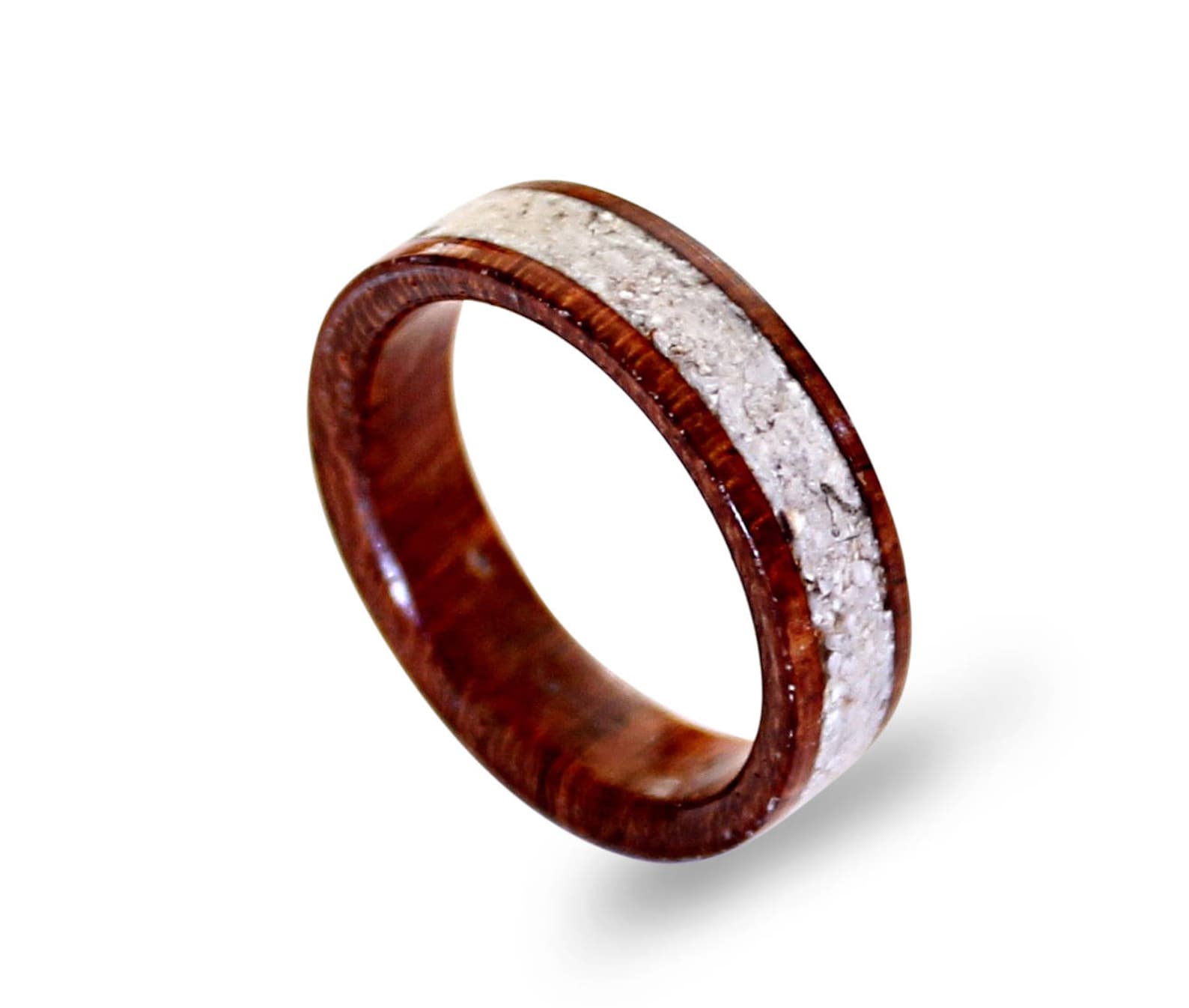 Womens Wood Ring with Shell Inlay Mahogany Wood Ring Crushed Etsy
