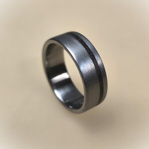 Titanium Engagement Ring with Rose Wood, Brushed Finish, Hypoallergenic Band image 1