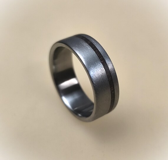 Titanium Engagement Ring with Rose Wood, Brushed Finish, Hypoallergenic Band