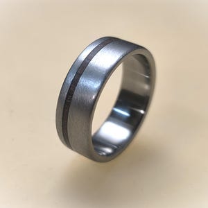 Titanium Engagement Ring with Rose Wood, Brushed Finish, Hypoallergenic Band image 2