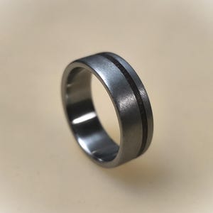 Titanium Engagement Ring with Rose Wood, Brushed Finish, Hypoallergenic Band image 3