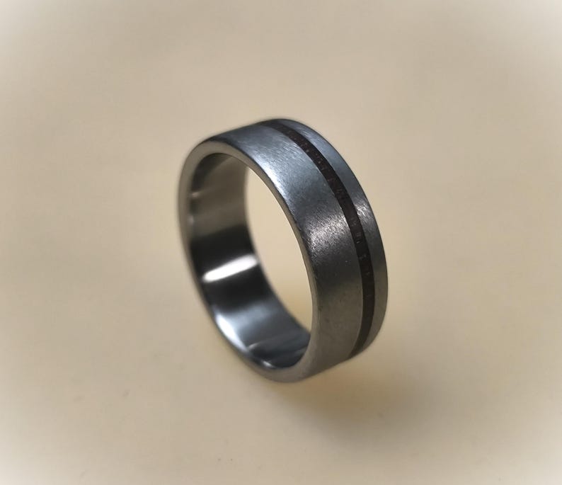 Titanium Engagement Ring with Rose Wood, Brushed Finish, Hypoallergenic Band image 3