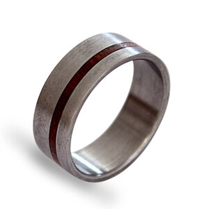 Handcrafted Brushed Titanium Ring with Organic Rose Root Detail