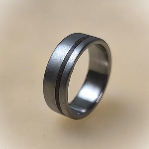 Titanium Engagement Ring with Rose Wood, Brushed Finish, Hypoallergenic Band image 8