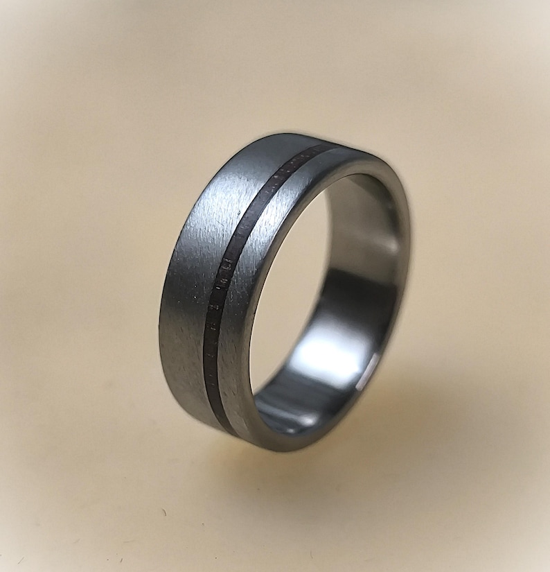 Titanium Engagement Ring with Rose Wood, Brushed Finish, Hypoallergenic Band image 8