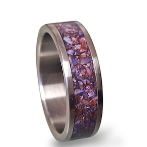 Titanium Ring: Crushed Purple Amethyst Inlay Band