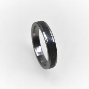 Elegant Womens Titanium Ring with Black Obsidian Inlay, Black Obsidian Ring, Titanium Ring, Womens Wedding Band, Engagement Ring