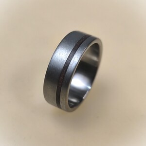 Titanium Engagement Ring with Rose Wood, Brushed Finish, Hypoallergenic Band image 4