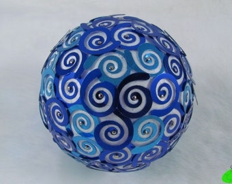 3" Blue Spiral Sequin Ornament, Vase Filler, Table Decoration