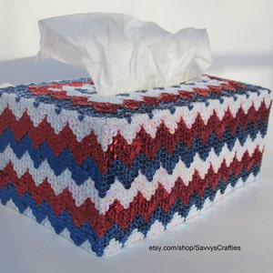 Tissue Box Cover Patriotic Chevron Red, White, and Blue Holiday Tissue Box 4th of July Fourth of July Patriotic Chevron T03001 image 5