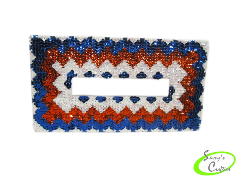 Tissue Box Cover Patriotic Chevron Red, White, and Blue Holiday Tissue Box 4th of July Fourth of July Patriotic Chevron T03001 image 3