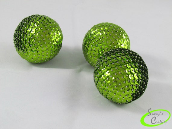 2 Lime Green Sequin Ornaments Vase Fillers Table Etsy