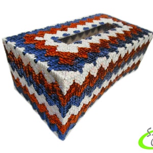 Tissue Box Cover Patriotic Chevron Red, White, and Blue Holiday Tissue Box 4th of July Fourth of July Patriotic Chevron T03001 image 1