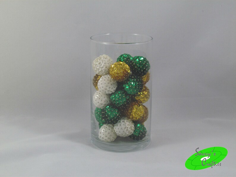1 Green Sequin Ornament Vase Fillers Table Decoration Etsy