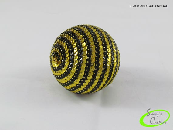 Handmade Sequin Balls Black And Gold Sequins Bowl And Vase Etsy