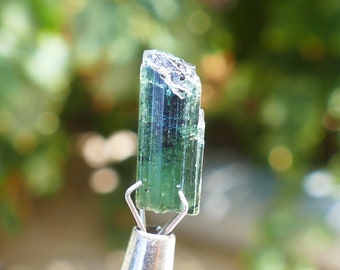 Dark Green Tourmaline Crystal 3.76, Size 14x6x5 mm