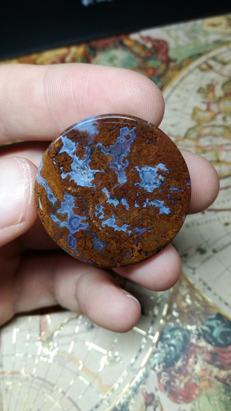 Moss Agate Round Gemstone Cabochon ~ Polished Agate Crystal