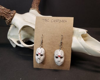 Jason Hockey Mask Earrings inspired by Friday the 13th - Custom - 3d Printed - Hand Painted