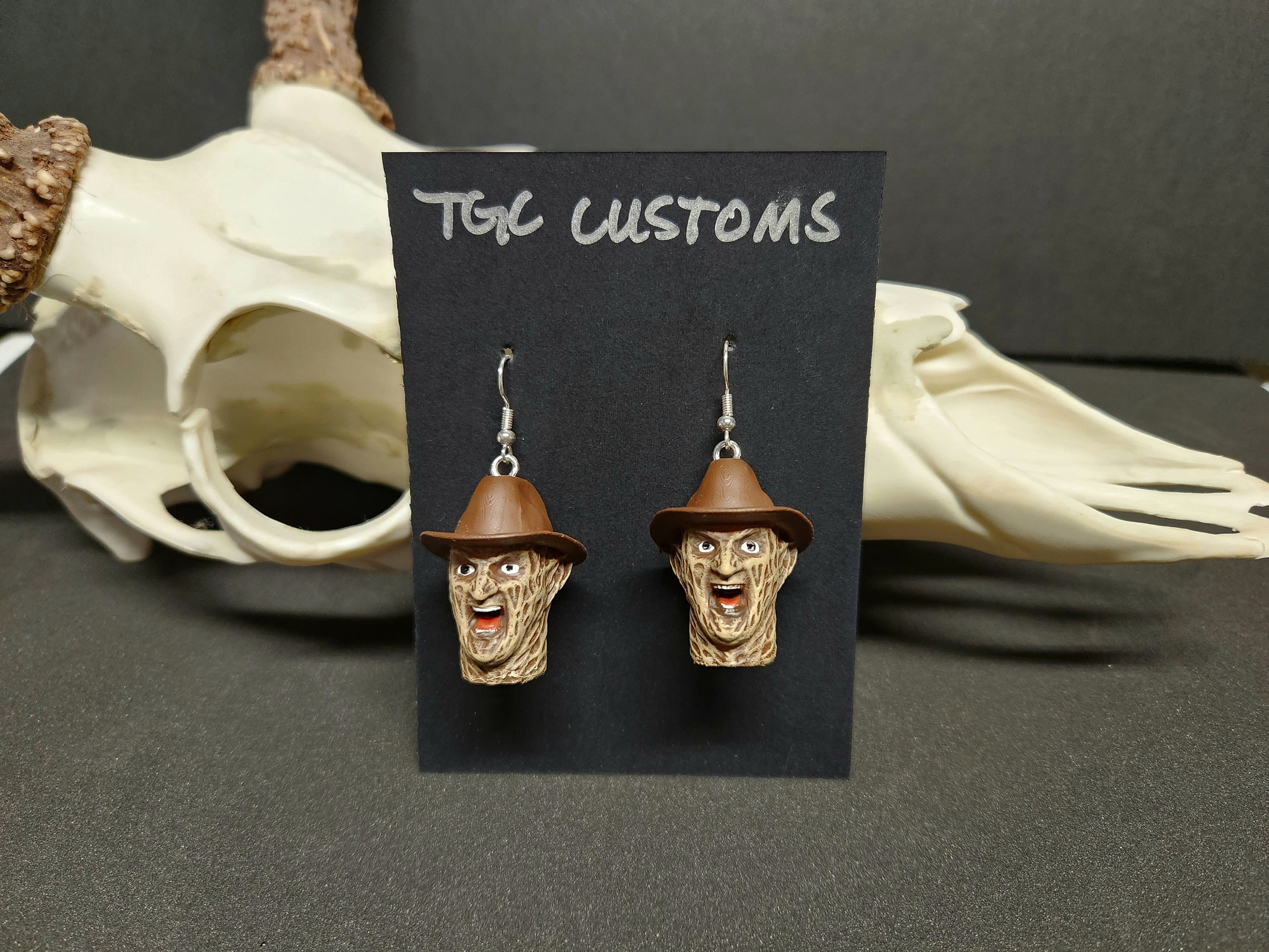 Freddy Krueger Earrings - inspired by Nightmare on Elm Street - 3d Printed - Hand Painted