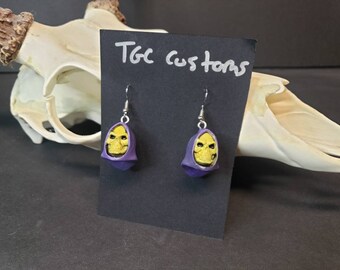 Skeletor Custom Earrings - 3d Printed - Hand Painted - Masters of the Universe