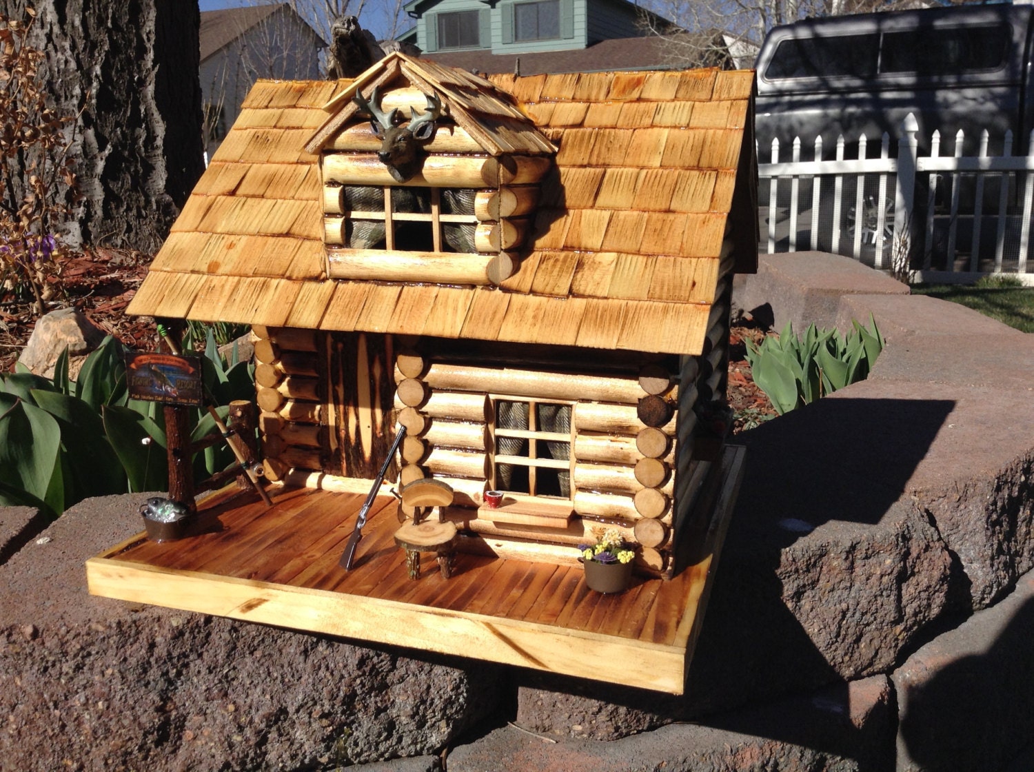Custom Hand Made Miniature Log Cabin / Birdhouse Etsy