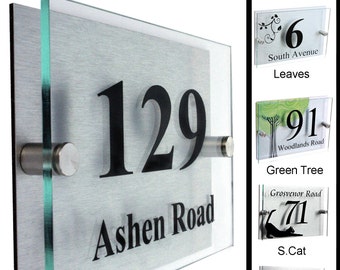Modern Glass Look House Number Plaque