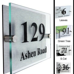 Modern Glass Look House Number Plaque