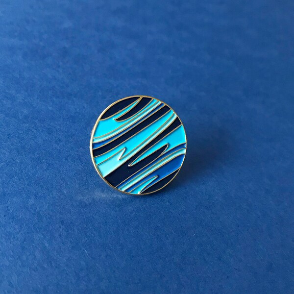 Planet NEPTUNE Pin - Enamel Pin, Lapel pin, Pins, Enamel Pins, Pin, Planet pin, Gold enamel pin, Soft enamel pin, Planet pin.