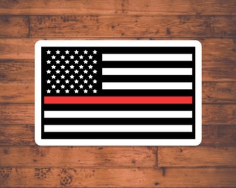 American Flag Decal, Thin Red Line Flag Sticker, Firefighter Gift, Firefighter Stickers, Cool Stickers, Trendy Sticker, Decals for Yeti Cups