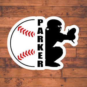 Baseball Catcher Name Personalized Sticker, Custom Baseball Gift, Personalized Baseball Team Name, Baseball Team Gift, Sports Team Decal