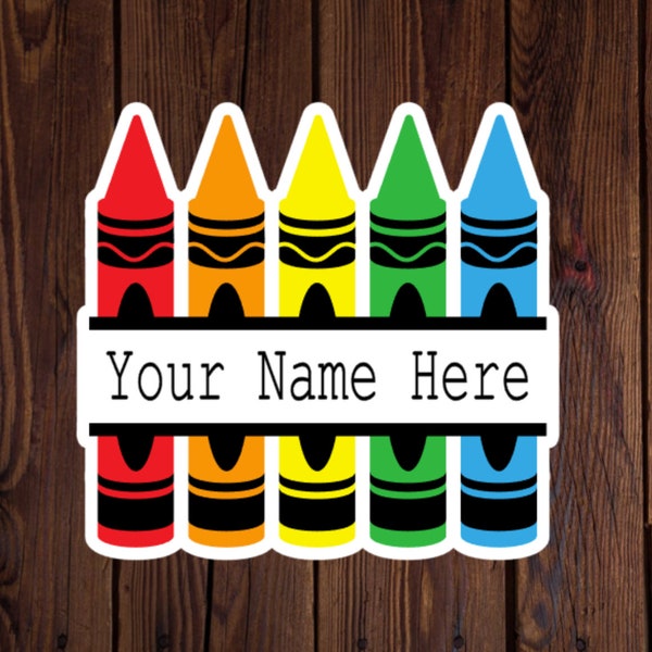 Custom Stickers, Personalized Stickers, Back to School Stickers, Teacher Stickers, Crayon Stickers, Cool Stickers, Trendy Stickers, Decals