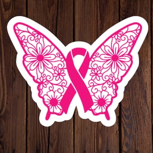 Breast Cancer Awareness Ribbon Sticker, Pink Ribbon Sticker, Cancer Survivor Sticker, Breast Cancer Month, Decals for Cups, Trendy Sticker