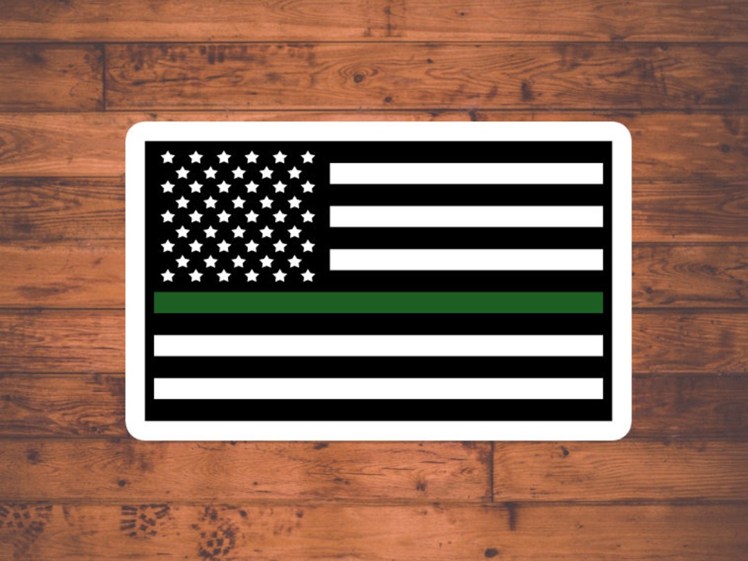 American Flag Decal, Thin Green Line Flag Stickers, Patriotic Decal ...