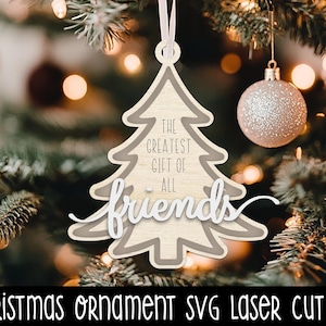 Enfeite de Natal de amigos SVG - Presente personalizado para melhor amigo - Presente de enfeite de Natal para amigo - Melhores amigos para sempre - Arquivo de corte a laser