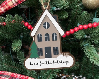 Home For The Holidays Ornament SVG Laser Cut Files, Laser Ornament SVG Bundle, Christmas Home SVG, First House, Homeowner Ornament