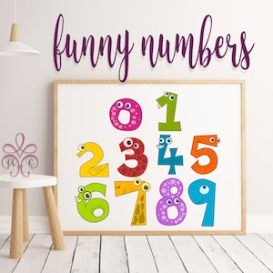 Funny Numbers SVG DXF PNG Cut File for Cricut and Silhouette - Numbers Clipart - Animal Numbers - Funny Tshirt Design