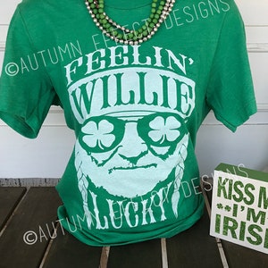 Archivo de corte de trébol SVG DXF PNG de Feelin' Willie Lucky para el día de San Patricio - Clipart - Diseño de camiseta - Camiseta irlandesa divertida